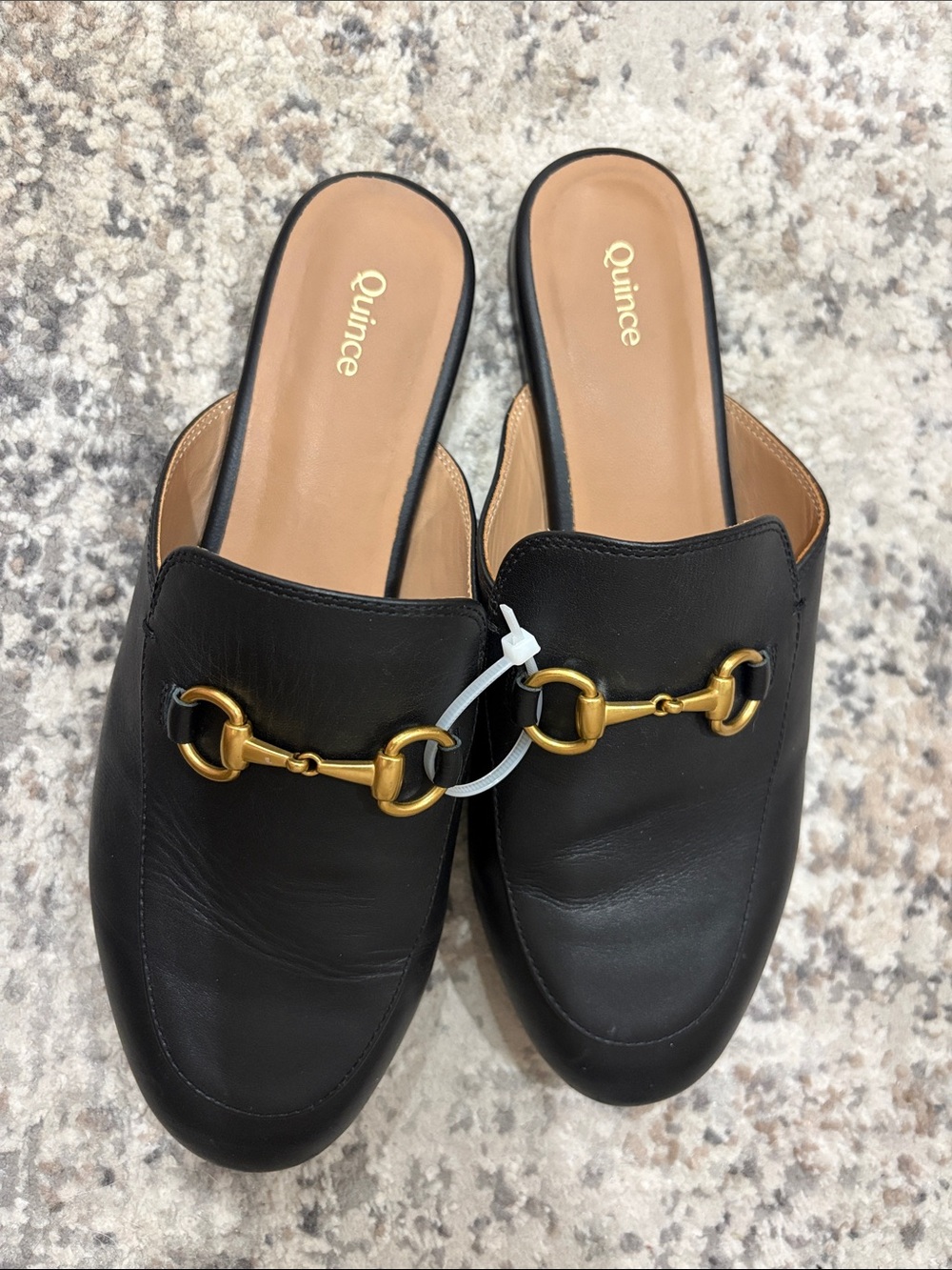 Quince Women’s Italian Leather Horsebit Loafer Mule Gold Buckle Size 8 Backless - Picture 3 of 9